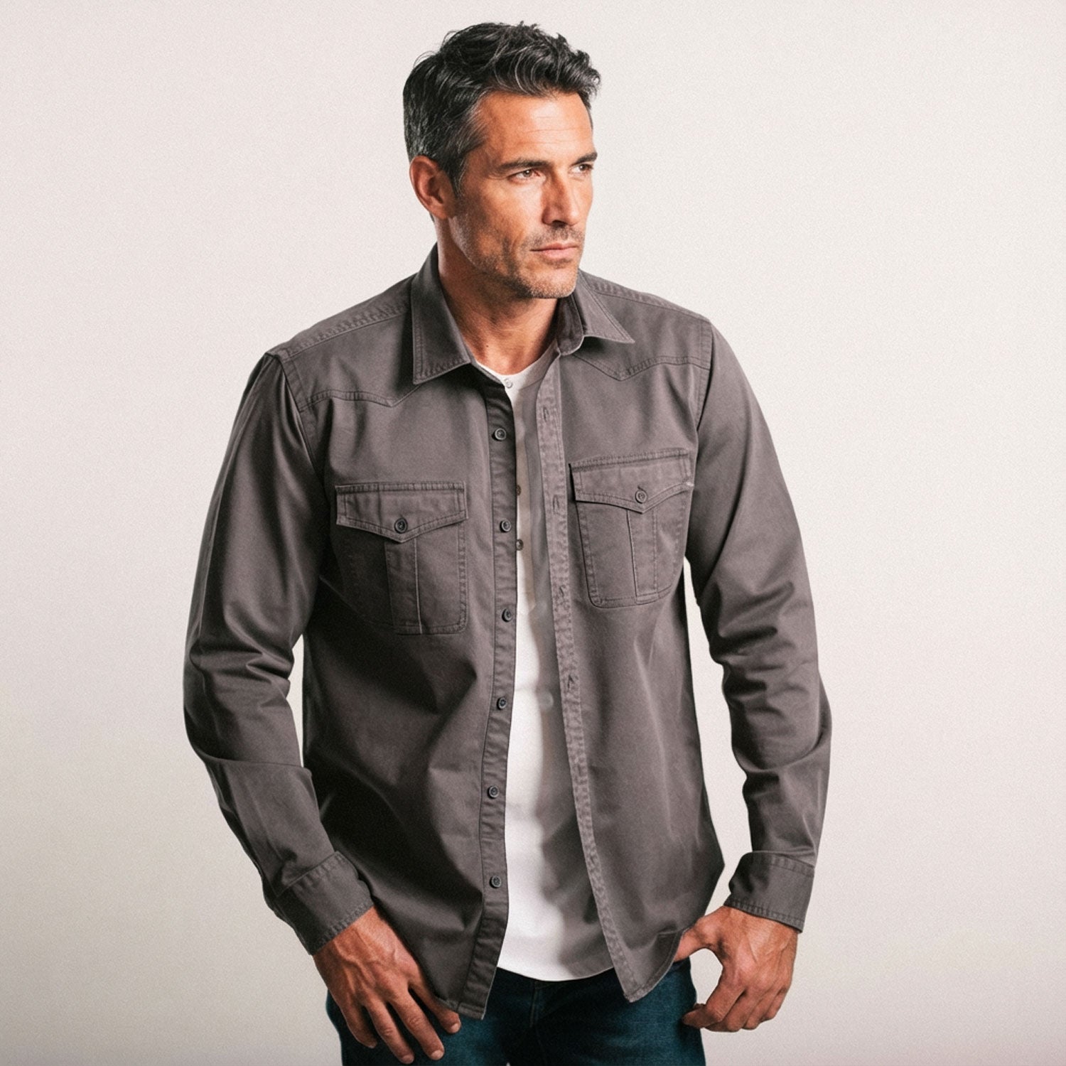 Maker Shirt Jacket – Slate Gray Heavy Weight Cotton Twill