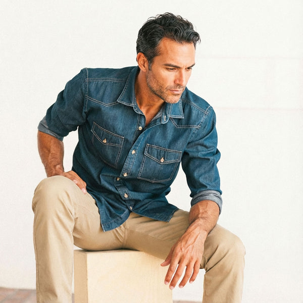 Maker Shirt – Medium Blue Cotton Denim