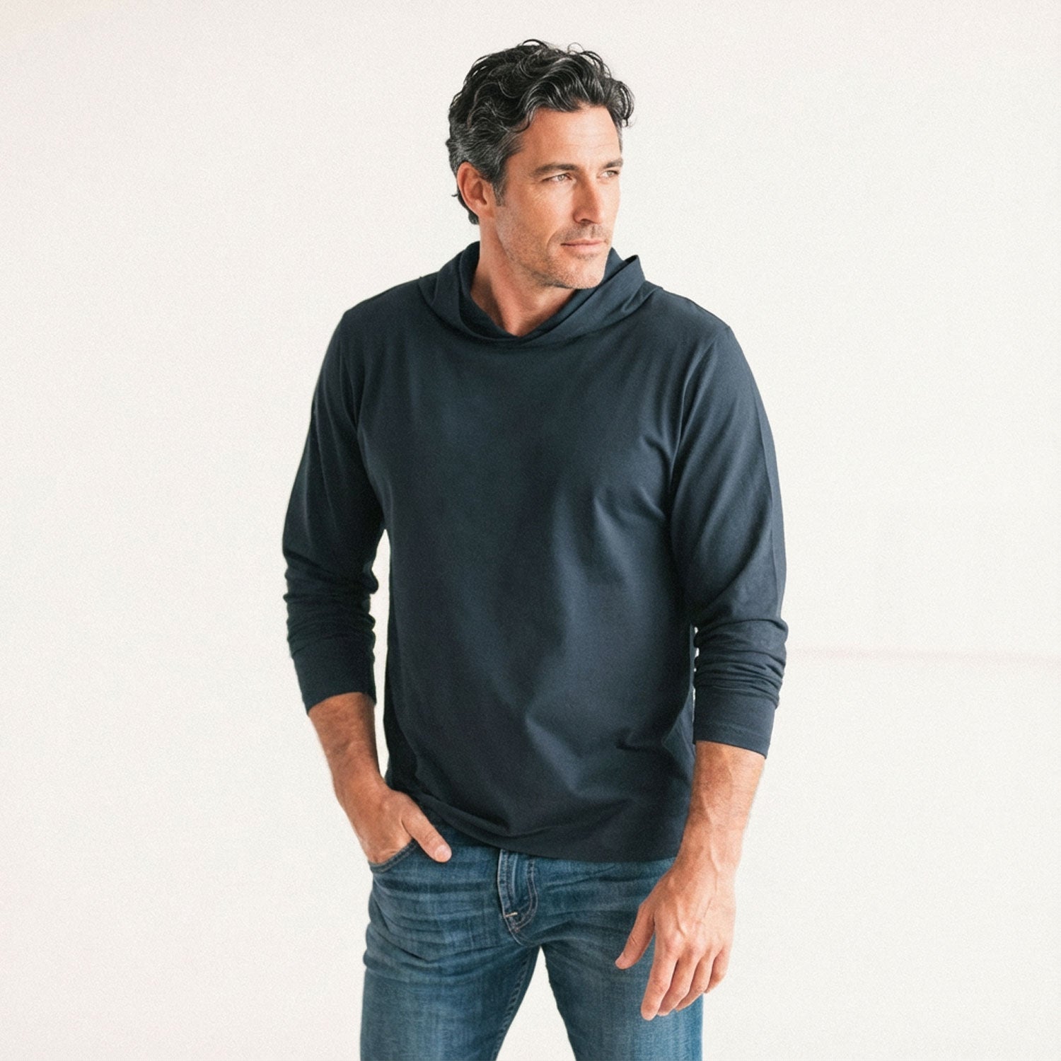 T-Hoodie –  Dark Navy Cotton Jersey