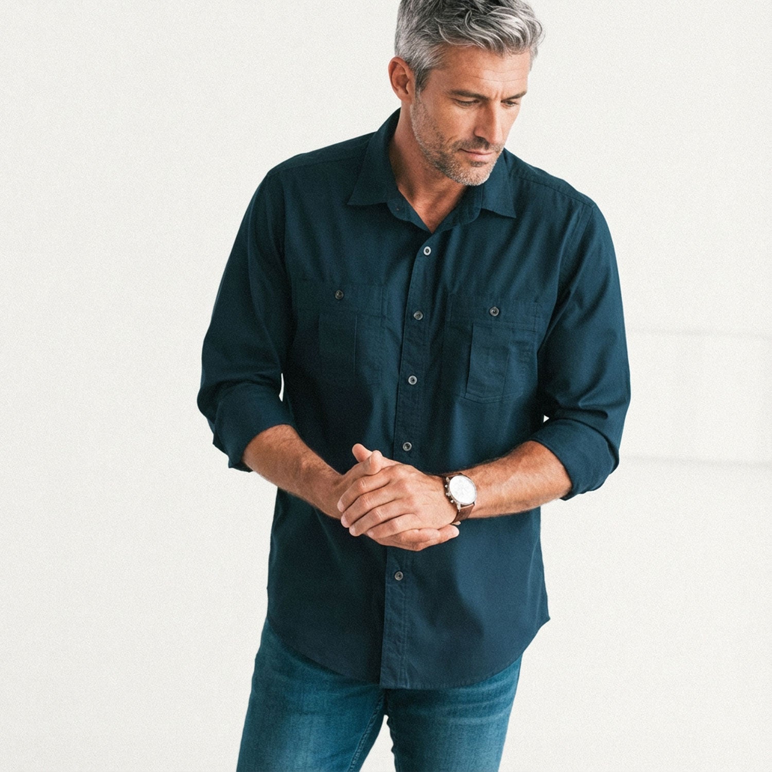 Craftsman Utility Shirt – Navy Blue Cotton Twill