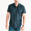 Essential Spread Collar Casual Short Sleeve Shirt - Dark Navy Stretch Cotton Poplin