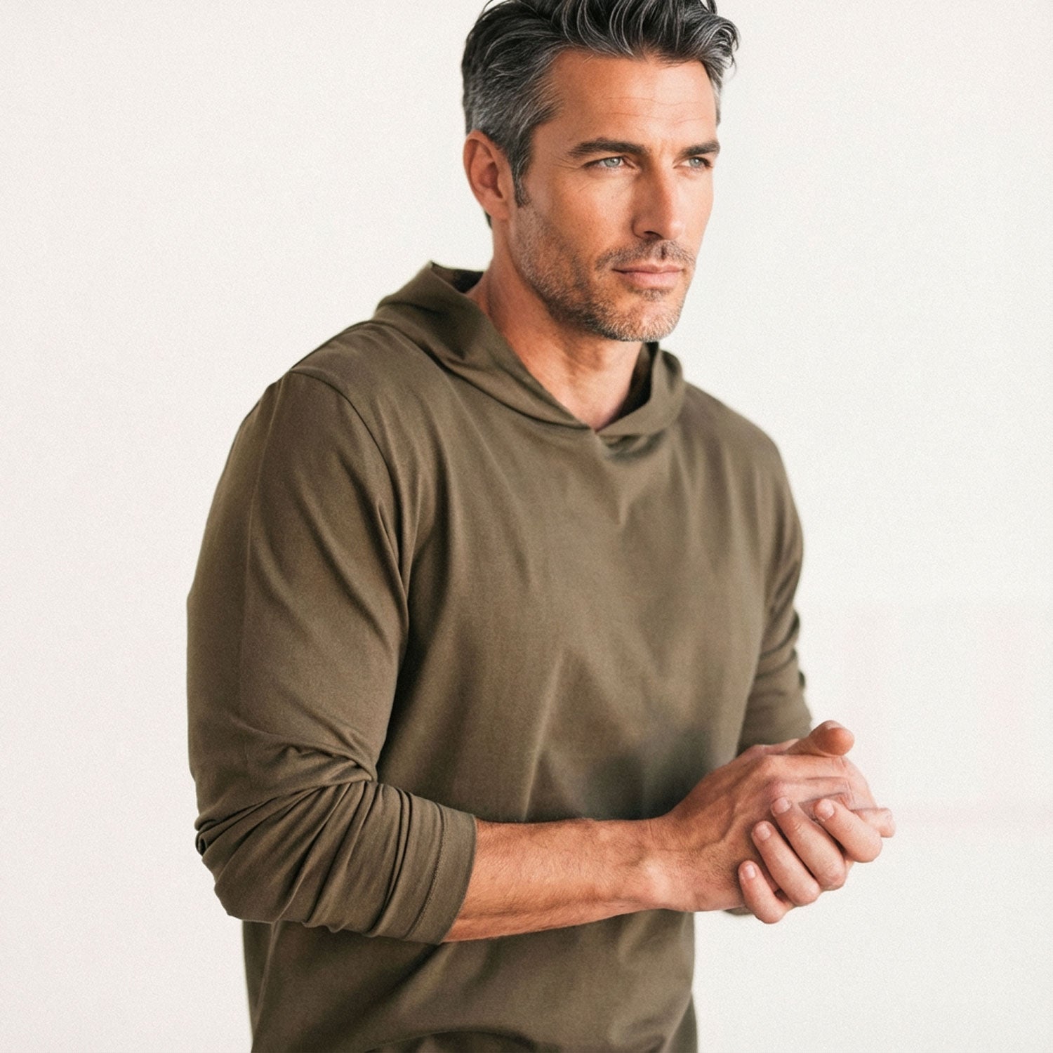 T-Hoodie –  Olive Green Cotton Jersey