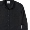Operator Two Pocket Men's Utility Shirt In Black Cotton Canvas Close-Up Image
