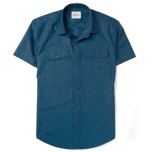 Primer Short Sleeve Utility Shirt – Cobalt Blue Mercerized Cotton