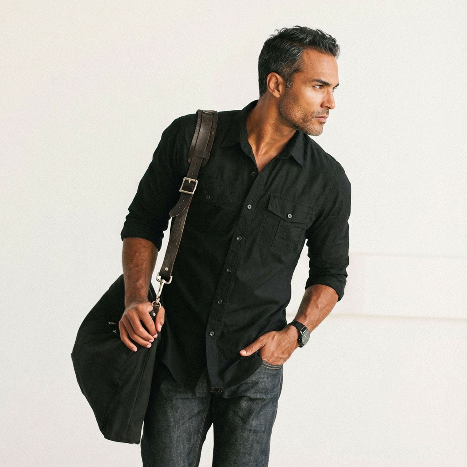 Primer Utility Shirt – Jet Black Cotton Twill