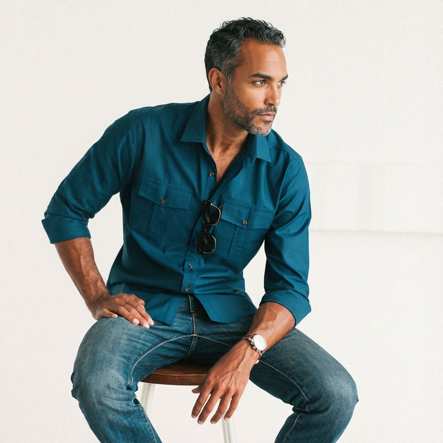 Primer Utility Shirt – Cobalt Blue Mercerized Cotton