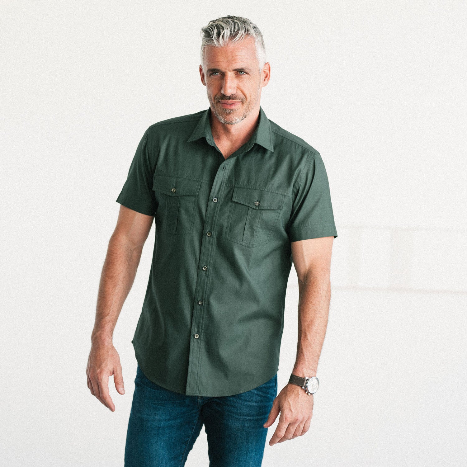 Men's Short Sleeve Utility Shirt - Primer in Forest Green X-Large Men's Short Sleeve Utility Shirt - Primer in Forest Green X-Large