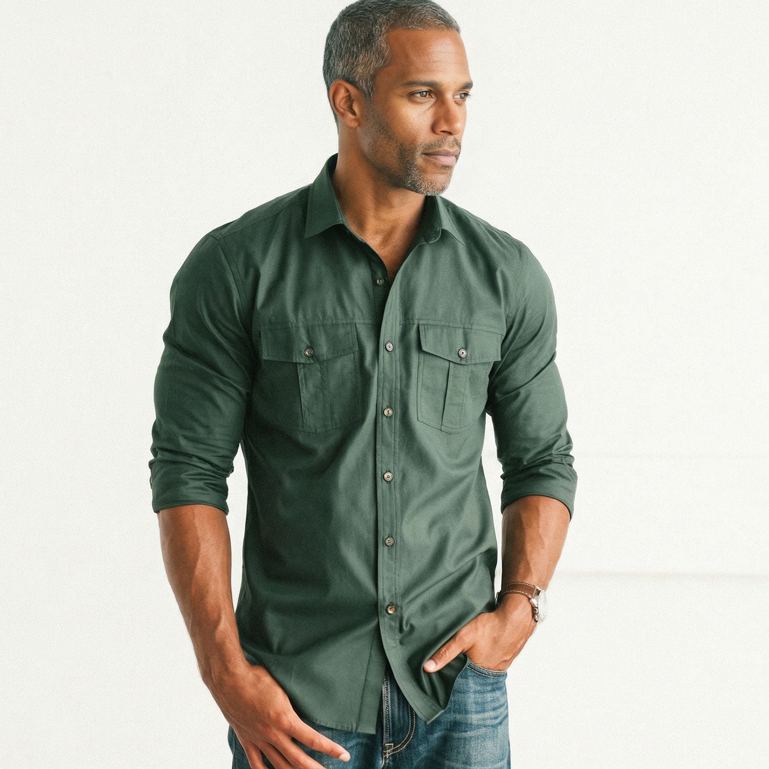 Primer Utility Shirt – Forest Green Mercerized Cotton