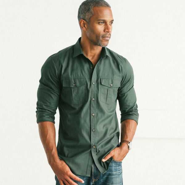 Primer Utility Shirt – Forest Green Mercerized Cotton