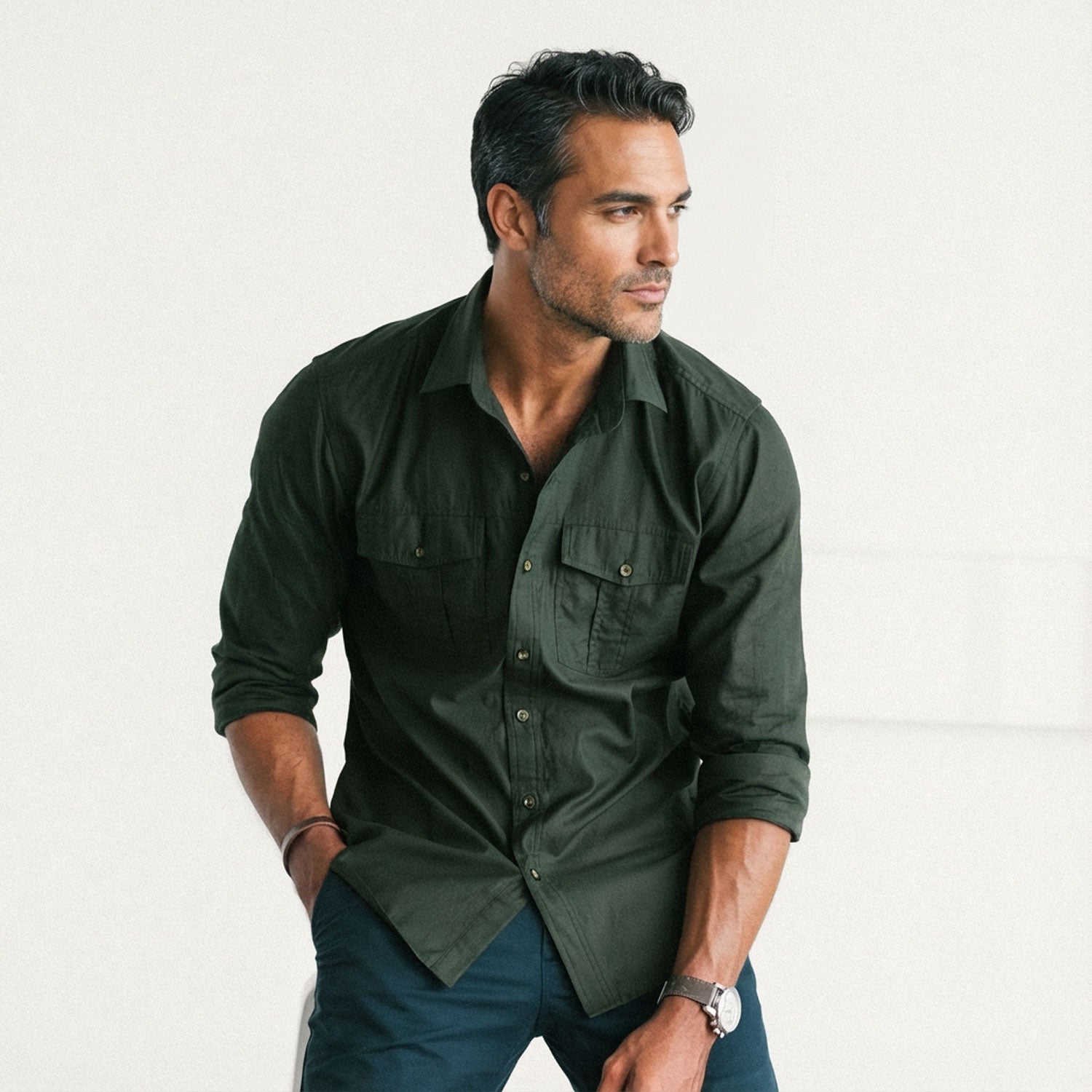 Men's Utility Shirt - Primer in Forest Green Medium Men's Utility Shirt - Primer in Forest Green Medium
