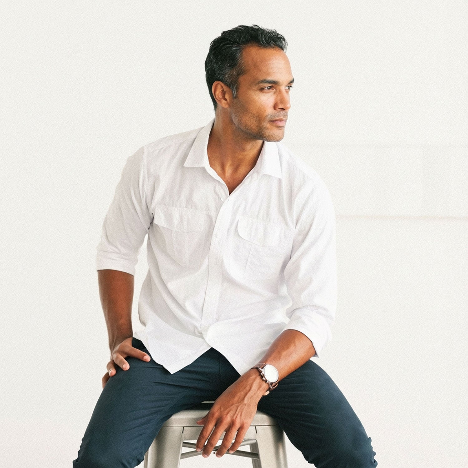 Primer Utility Shirt – Pure White Cotton Twill