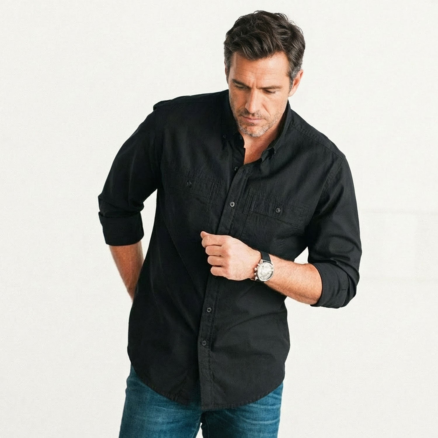Rogue Utility Shirt – Jet Black Cotton Twill