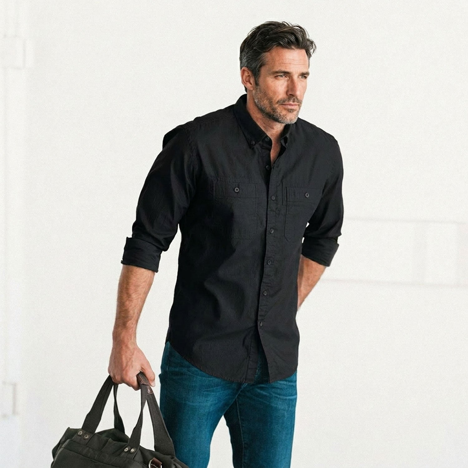 Rogue Utility Shirt – Jet Black Cotton Twill