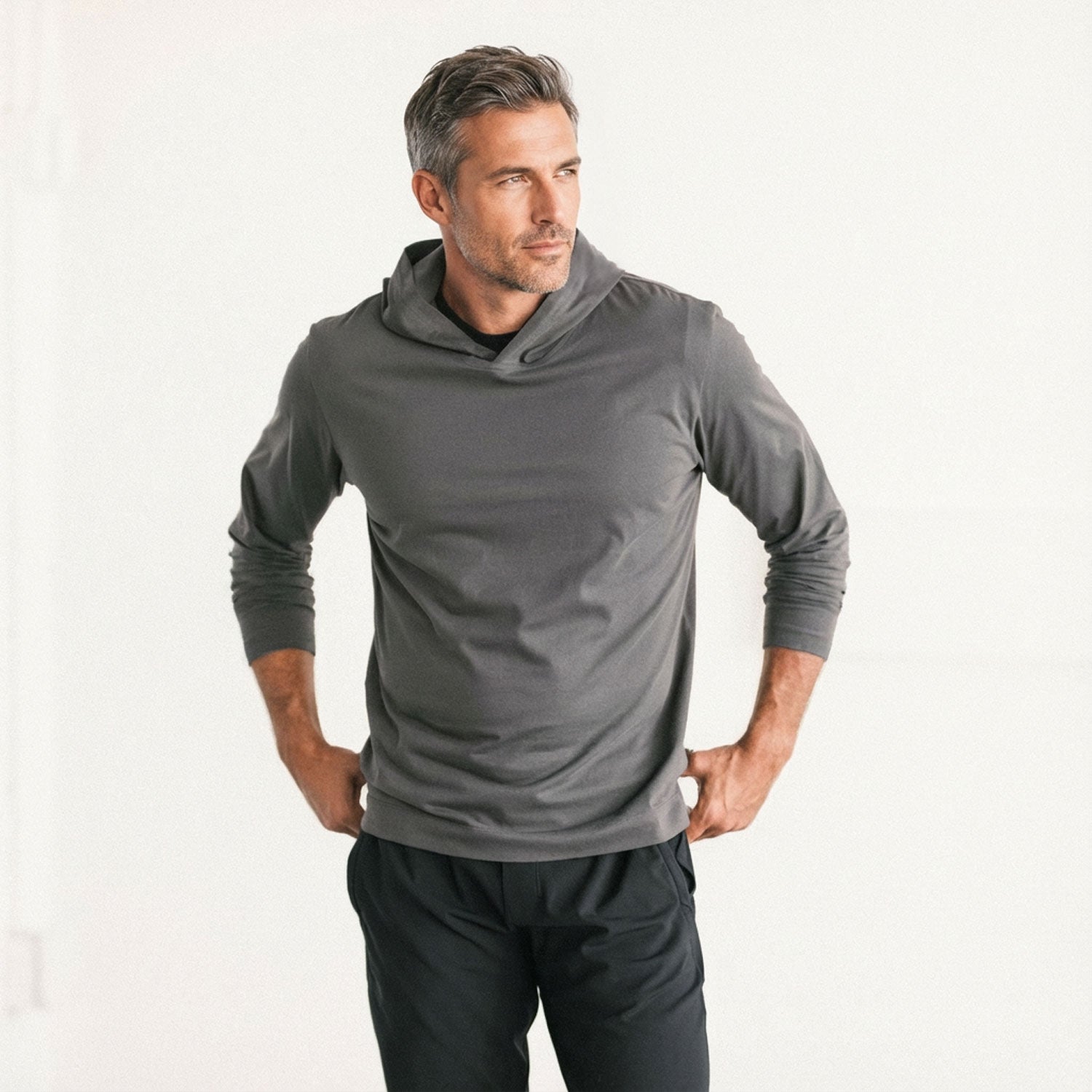 T-Hoodie –  Slate Gray Cotton Jersey