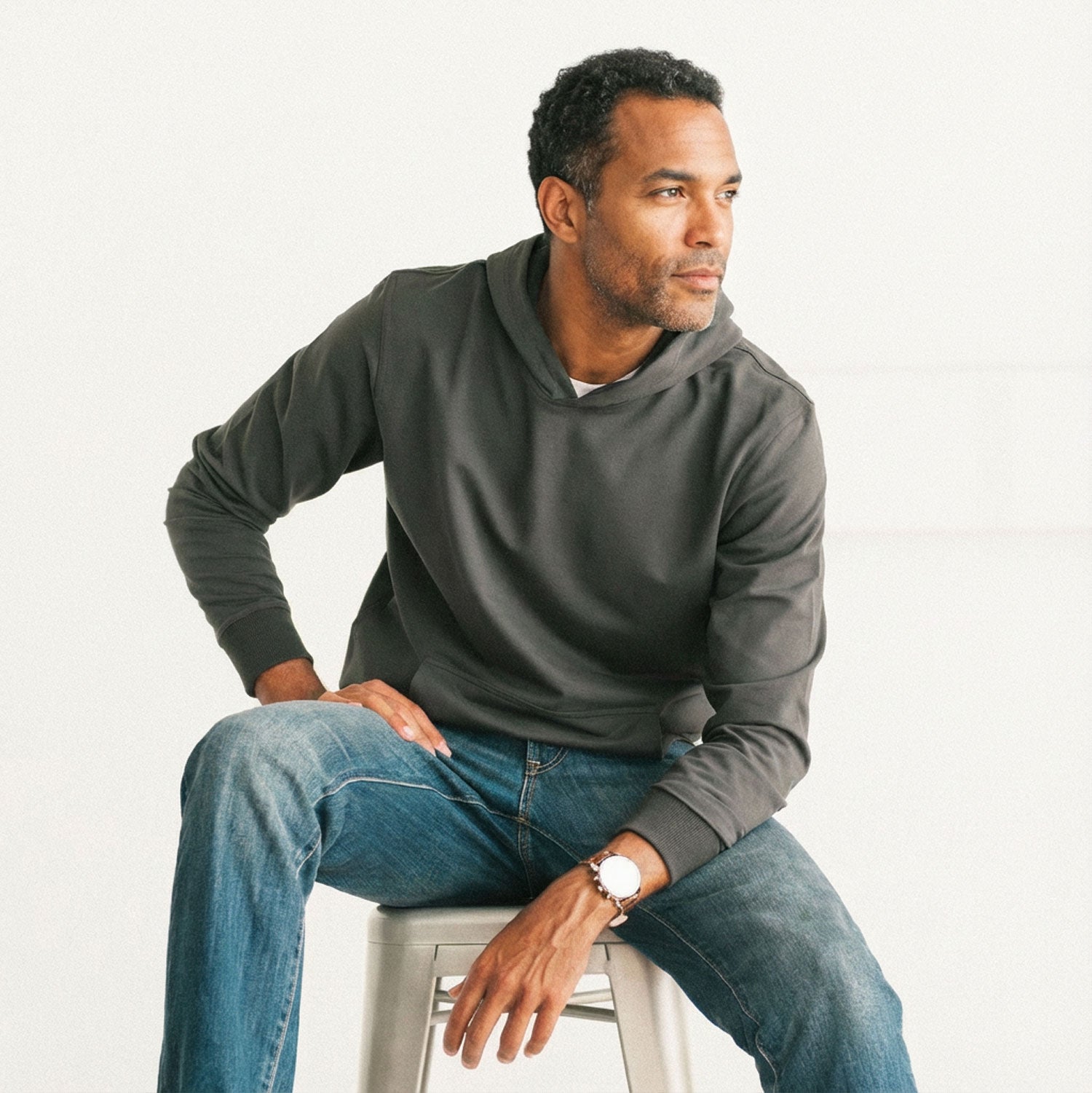 Classic Hoodie –  Slate Gray Cotton Terry