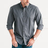 Essential Button Down Collar Casual Shirt - Slate Gray Stretch Cotton Poplin