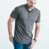 Essential Short Sleeve Curved Hem Polo Shirt –  Slate Gray Cotton Jersey