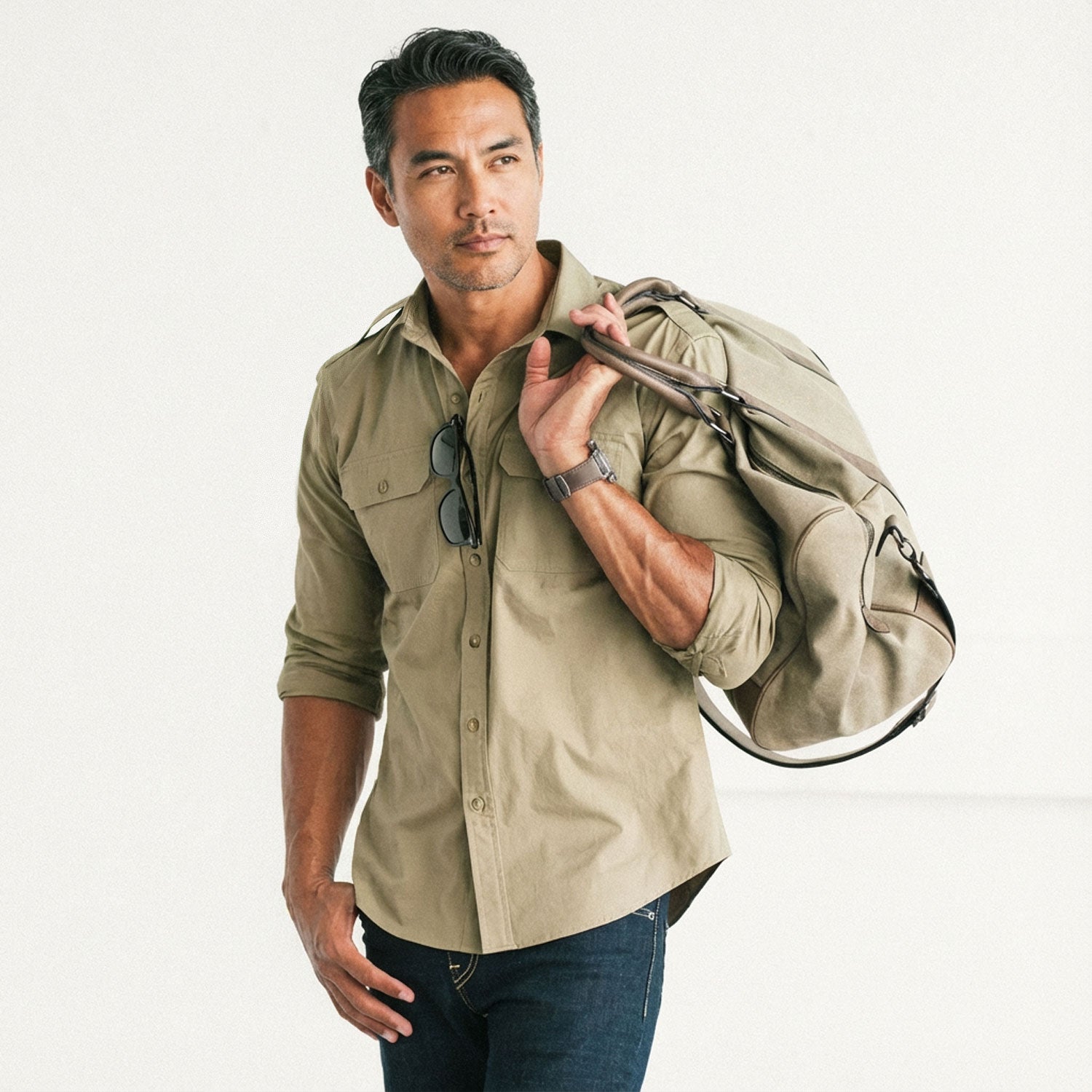 Smith Utility Shirt – Light Fatigue Khaki Cotton Twill