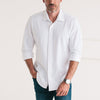 Essential Spread Collar Casual Knit Shirt - Pure White Cotton Knit Pique