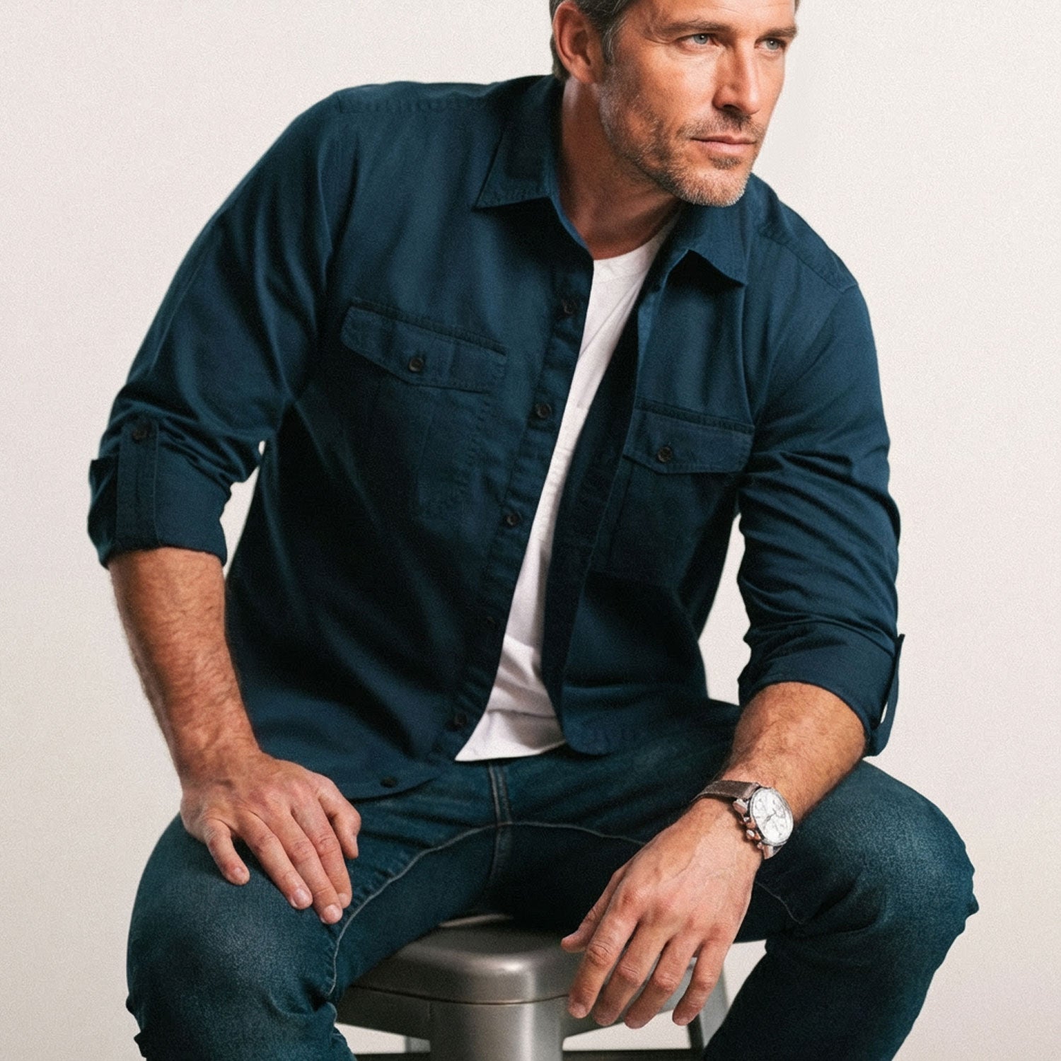 Work Utility Shirt – Dark Navy Cotton Twill