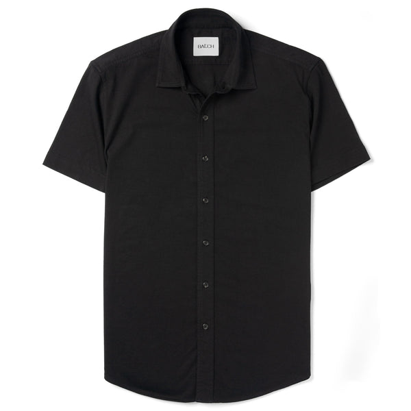 Essential Short Sleeve T-Shirt Shirt - Jet Black Cotton Jersey