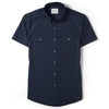 Editor Two Pocket Short Sleeve Men's Utility Shirt In Dark Navy Mercerized Cotton