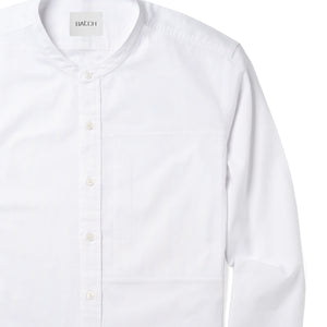 Batch Men's Architect Band-Collar One Pocket Shirt - White Oxford Close Up Image