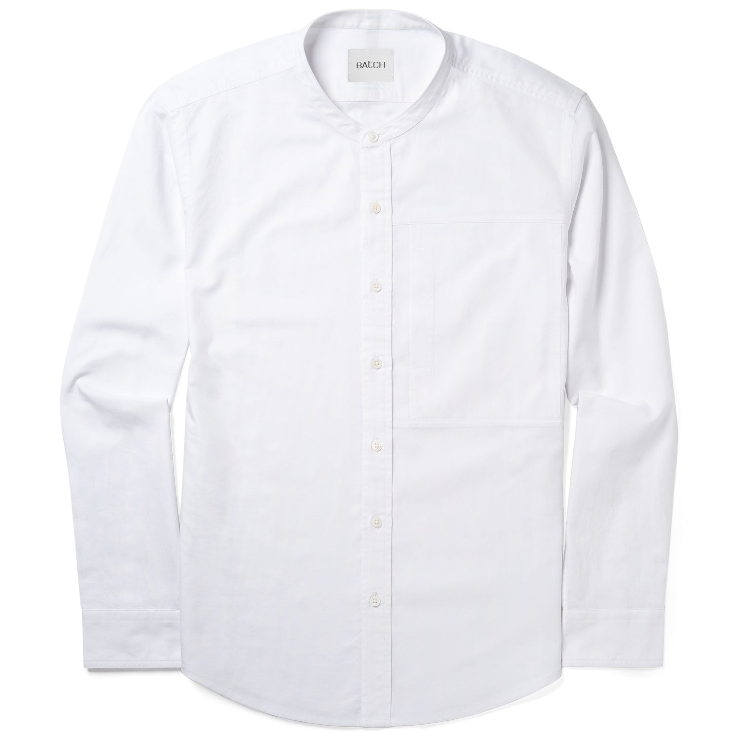 Architect Band-Collar One Pocket Shirt - Pure White Oxford