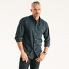 Batch Men's Author Shirt In Navy Cotton Twill on Body Image