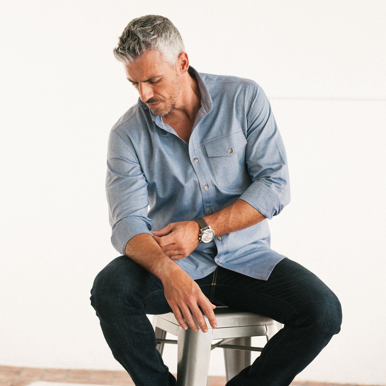 Men's Casual Shirt - Author in Harbor Blue Oxford Medium