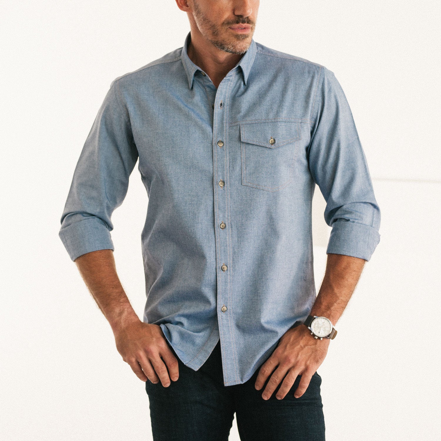 Men's Casual Shirt - Author in Harbor Blue Oxford | Batch
