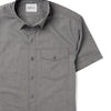 Batch Men's Author Short Sleeve Casual Shirt Flint Gray Cotton Oxford Pocket Close Up Image