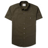 Batch Short Sleeve Casual Men's Shirt Author In Fatigue Green Cotton Twill Image
