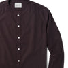 Batch Men's Essential Band Collar WB Casual Shirt - Dark Burgundy Mercerized Cotton Image Close up
