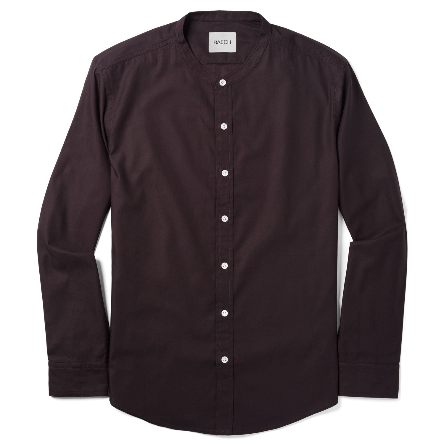 Essential Band Collar WB Casual Shirt - Dark Burgundy Mercerized Cotton