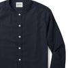 Batch Band Collar WB Essential Casual Men's Shirt in Navy Blue Close-Up Image