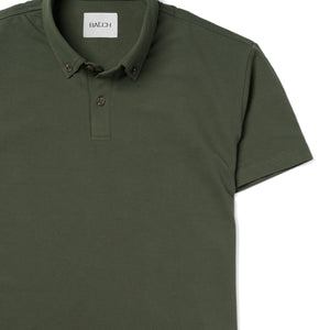 Batch Men's Essential Short Sleeve BDC Polo – Olive Green Cotton Pique Image Close Up