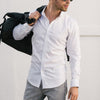 Essential Button Down Collar Men's Casual Shirt In Pure White Wrinkle Defiant Cotton Twill On Body