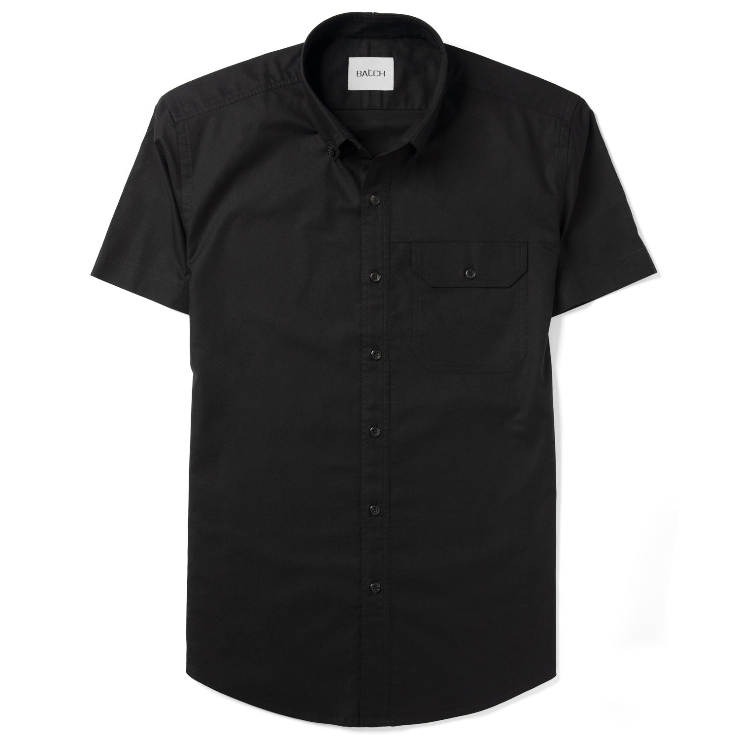 Builder Short Sleeve Casual Shirt – Jet Black Cotton Oxford