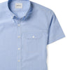 Batch Men's Builder Short Sleeve Casual Shirt Clean Blue Cotton End on end Pocket Close Up Image