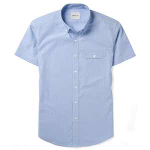 Batch Men's Builder Short Sleeve Casual Shirt Clean Blue Cotton End on end Image