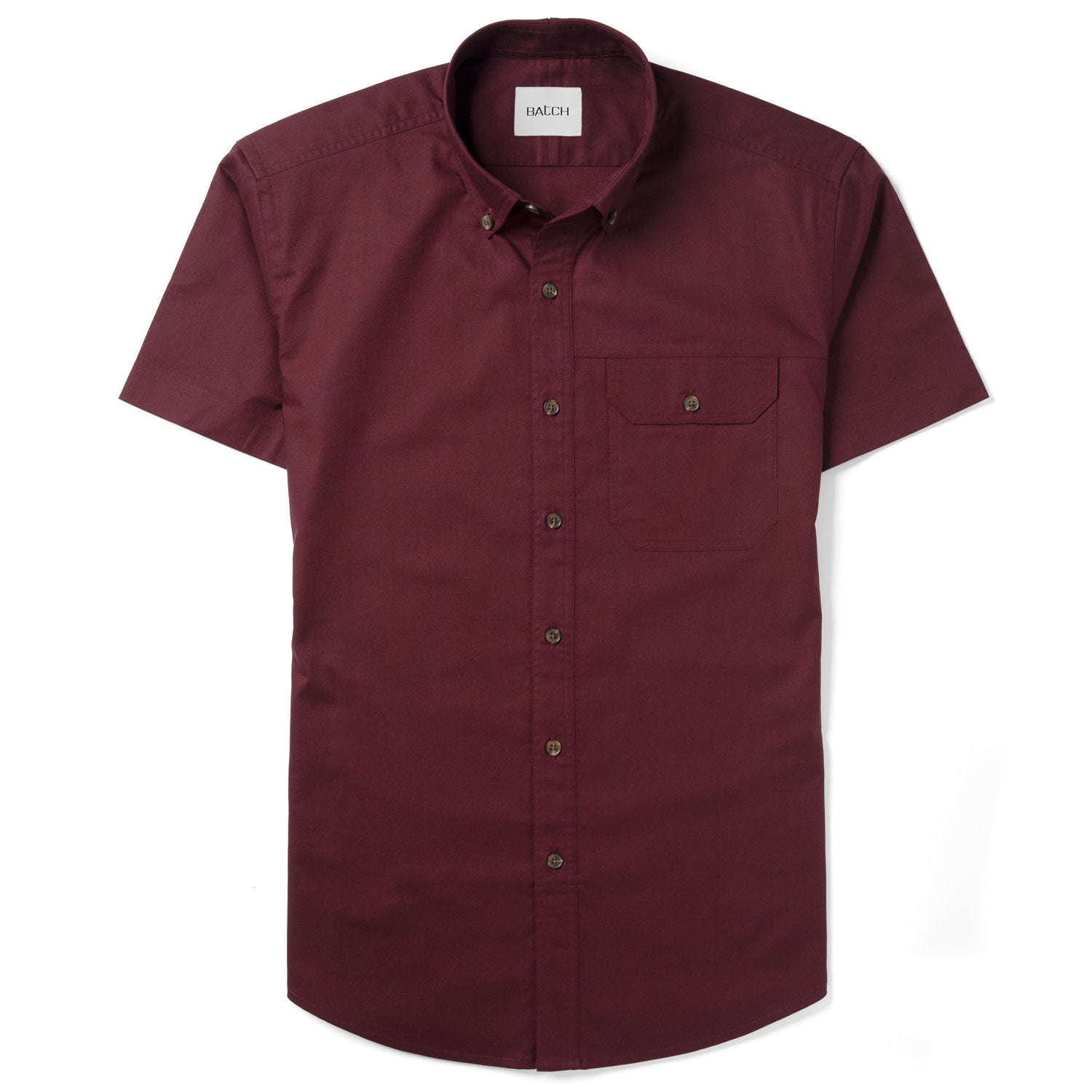 Builder Short Sleeve Casual Shirt – Burgundy Cotton Oxford