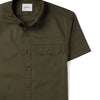Batch Men's Builder One Pocket Short Sleeve Men's Casual Shirt In Olive Green Stretch Cotton Oxford Pocket Close Up Image