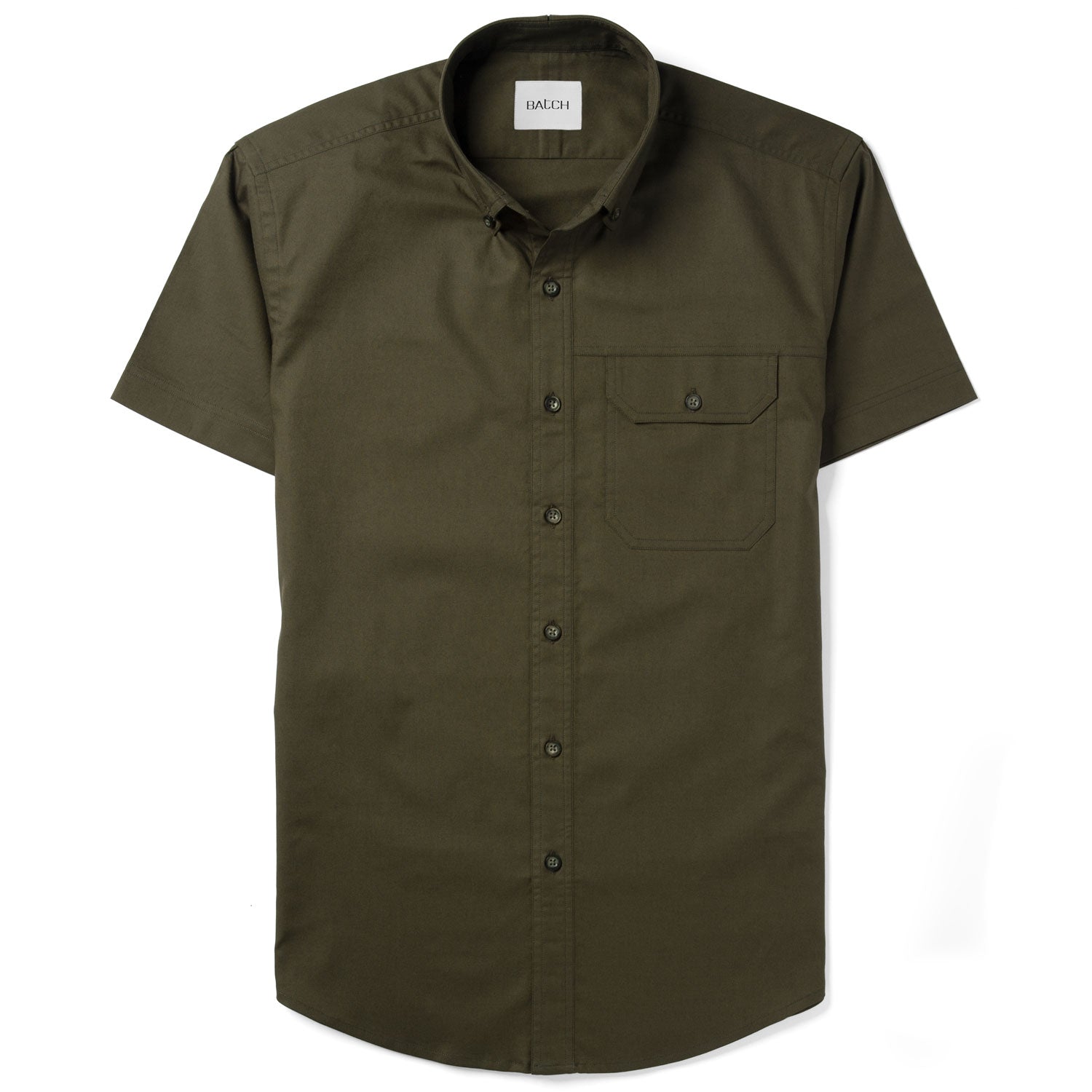 Builder Short Sleeve Casual Shirt – Olive Green Oxford