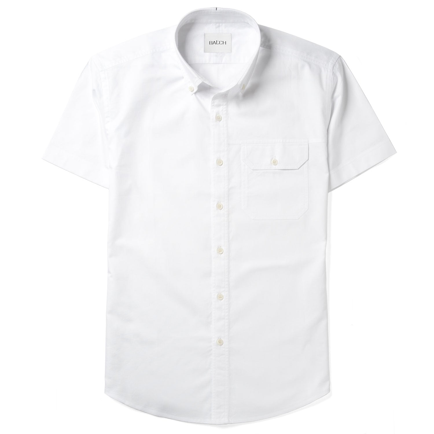 Builder Short Sleeve Casual Shirt – Pure White Cotton Oxford