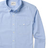 Batch Men's Builder Casual Shirt Clean Blue Cotton End-on-end Pocket Close Up Image