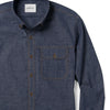 Batch Men's Builder Casual Shirt Navy Cotton End on end On Close Up Pocket Image