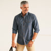 Batch Men's Builder Casual Shirt Navy Cotton End on end On Body Standing Image