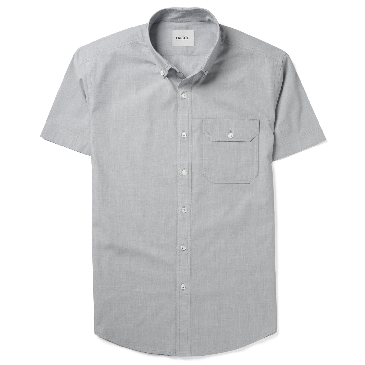 Builder Short Sleeve Casual Shirt – Aluminum Gray Cotton End-on-end