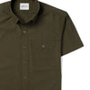 Batch Men's Builder Short Sleeve Casual Shirt Olive Green Cotton End-on-end Pocket Close Up Image